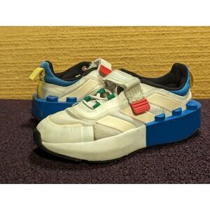Adidas X Lego Boys Shoes Sneakers TECH RNR Elastic Laces Sz 1‎ White Blue